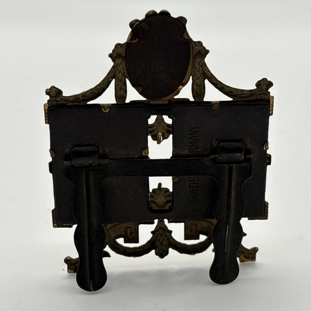Antique German Gilt Brass Miniature Devotional Alter Frame 2.5